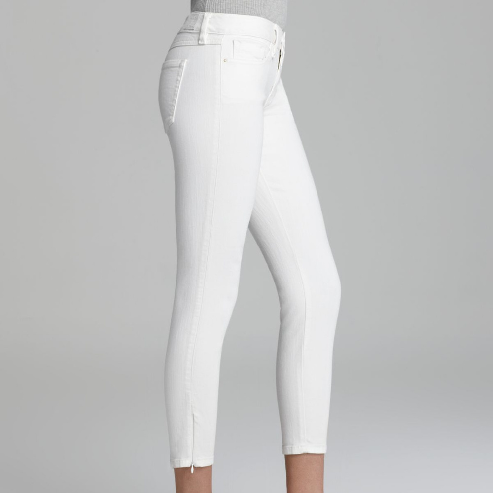 Guess Overdye Linen White Jeans Brittney Zip Crop